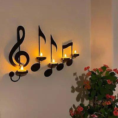 Music Note Wall Decor 4 Pcs Iron Candle Holder Decorations Tea Light Candle Rack • $24.47