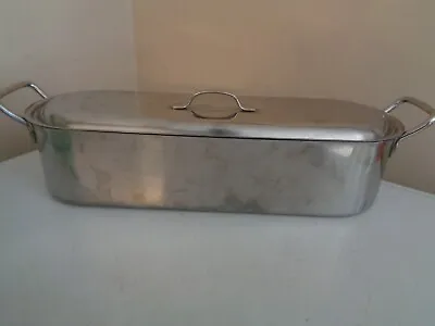 $29.99 • Buy Stainless Steel Fish Poacher 18  X 4.5” 3 Pc Set Lid~tray ~gently Used