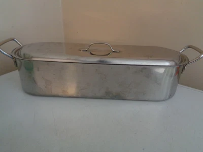 $29.99 • Buy Stainless Steel Fish Poacher 18  X 4.5” 3 Pc Set Lid~tray ~gently Used