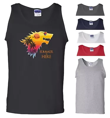 Game Of Thrones Vest Summer Is Here Parody GOT Wolf Jon Snow Gift Men Tank Top • £6.99