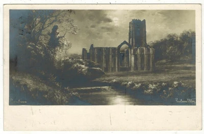 £3.50 • Buy Gb 1915 Original Signed Postcard By Artist Elmer Keene View Fountains Abbey