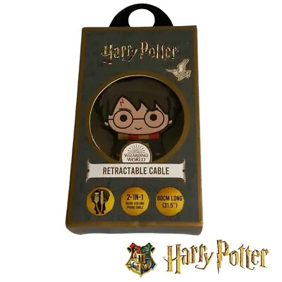 HARRY POTTER USB Dual 80cm Retractable Charging Cable 2-in-1 IPhone/Micro USB • £8.95