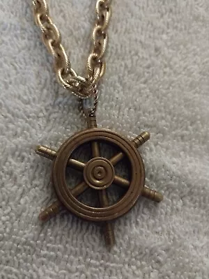 Vintage Heavy Brass Ships Wheel Necklace Nautical Great Quality • $29.99