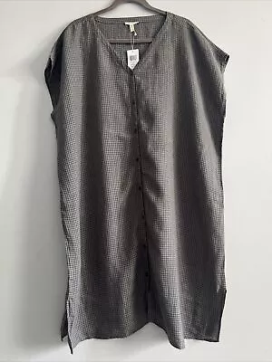 NWT $228 Eileen Fisher MOON Puckered Organic Linen V-Neck Dress Size XL • $169.99