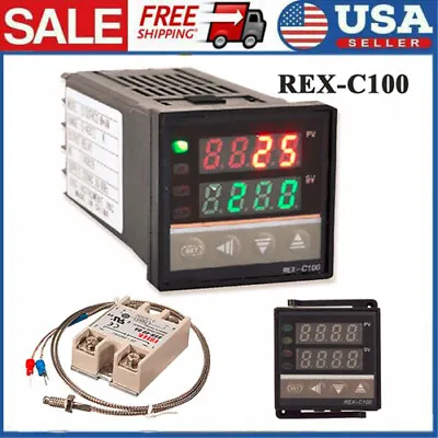 REX-C100 Digital LCD PID Temperature Controller Set+ K Thermocouple+ Max.40A SSR • $16.99