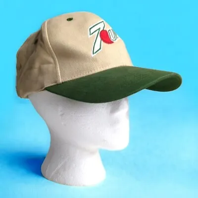 Vintage 7 Up Spot Green Cream Strap Back Hat Seven UP Falcon 80s • $12.45