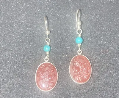 Jay King Sterling Mine Finds  Turquoise & Red Dangle Drop Post Earrings • $35