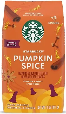 $13.49 • Buy NEW Starbucks Pumpkin Spice Flavored Ground Coffee 11 Oz Bag 2023 STOCK