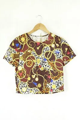 Zara Brown Multi Coloured Cropped Top M By Reluv Clothing • $7.93