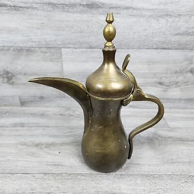 Dallah Islamic Arabic Eastern Antique Brass Tea Coffee Pot Qahwa Bedouin 11-1/2  • $29.97