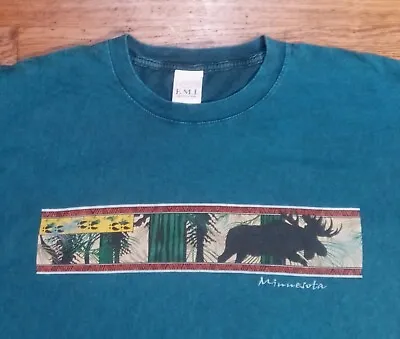 Vintage Minnesota Moose Animal Tracks Souvenir T-shirt L Outdoor • $19.99