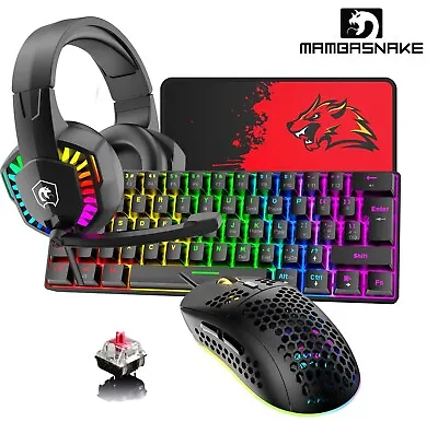 Wired Mechanical Gaming Keyboard And Mouse+RGB Headset For PC Gamer Computer  • $30.99