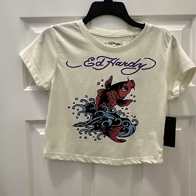 Don Ed Hardy Koi Fish Baby Tee Size Large American Traditional Design • $26