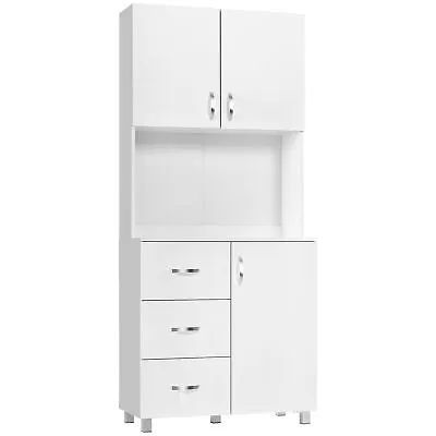 £139.99 • Buy HOMCOM Kitchen Storage Cabinet Wooden Cupboard Organizer Home Furniture, White