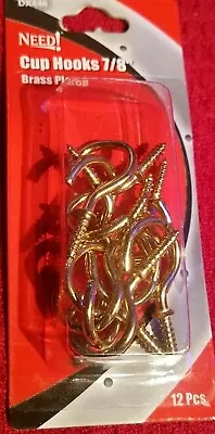 Brass Hooks 7/8  Hang Cups Keys Mug Potholder Screw In By NEED 12/Pk (Set Of 2) • $11.77