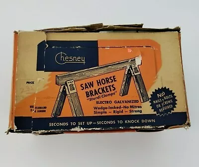 Vintage Chesney R-204 Sawhorse Brackets Metal New Old Stock 1 Pair Made In USA • $24.99