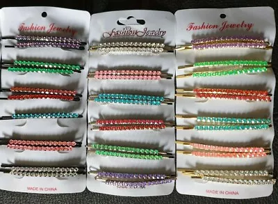 £2.29 • Buy 2piece X Ladies Girls Diamante Hair Clips Grips Slides Kirby Wedding Pins