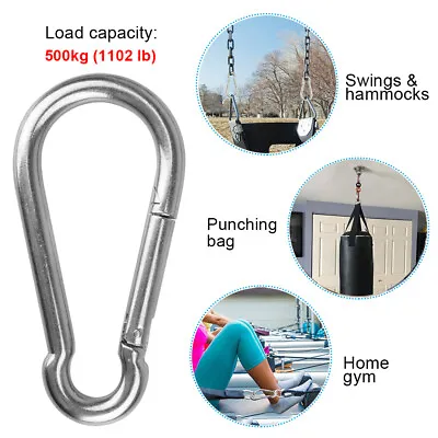 $26.99 • Buy 2Pcs 6⅛ Inch Carabiners Stainless Steel Heavy Duty Outdoor Snap Hook Spring Clip
