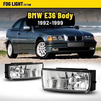 Fog Lights Fits 92-99 BMW E36 M3 3 Series Replace Bumper Lamps Clear Lens 1 Pair • $34.99