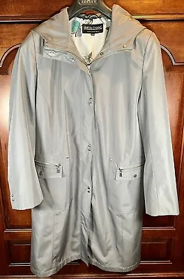 $36.59 • Buy Simon Chang Women’s Size 13/14 Trench Coat Gray Hooded Long Dress Coat Lined