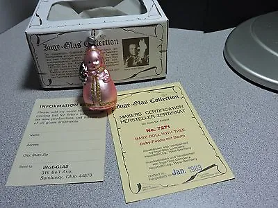 Inge Glas Vintage Ornament West Germany Baby Doll With Tree#7271 Orig Box 1983 • $8.99