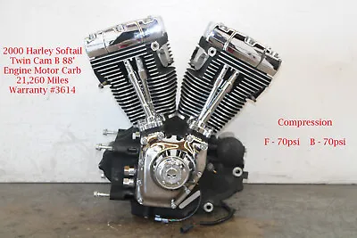 $1900.33 • Buy 2000 Harley Softail Twin Cam B 88' Engine Motor Carb 21,260 Miles Warranty #3614