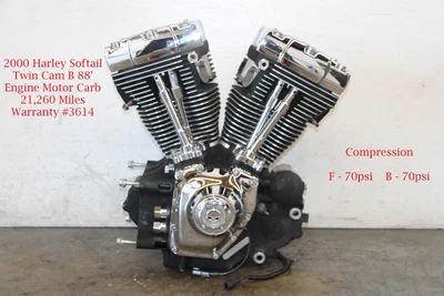 $1900.33 • Buy 2000 Harley Softail Twin Cam B 88' Engine Motor Carb 21,260 Miles Warranty #3614