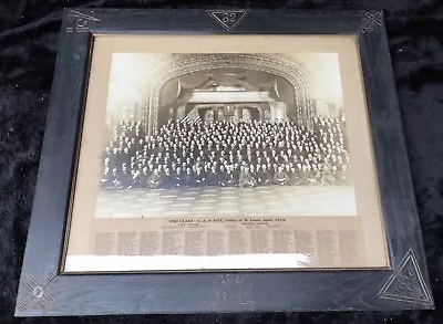 1919 Masonic/Scottish Rite Black Walnut Frame With Photo - Hand Carved Symbols • $225