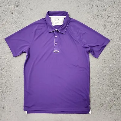 Oakley Polo Shirt Mens Large Purple Regular Fit Performance Golf Short Sleeve • $21.50