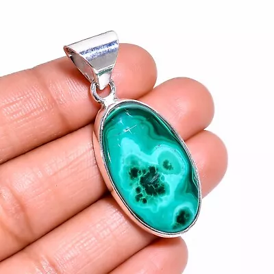 Malachite Pendant 925 Sterling Silver Green Gemstone Color Gift For Her A-99 • $14.90