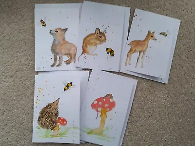 Hand Painted Greetings Card WILDLIFE WOODLAND (each Hand Painted Not A Print) • £3.50