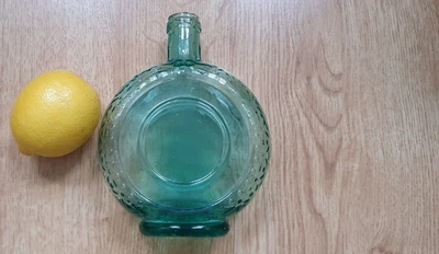 £9.99 • Buy Antique Green Glass Round Apothecary Bottle With Decorative Leaf Detail