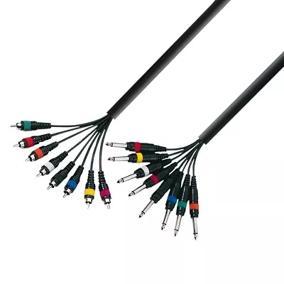 Studio Loom Cable 8 X Jack TS To 8 X RCA 3 Metres • £9.99