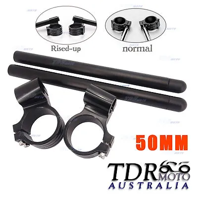 50mm Raised Clamp Clip On Handle Bars Black Honda CBR1000RR 04/05/06/07/08/09/10 • $38.66