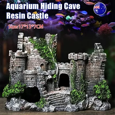 Aquarium Fish Tank Ornament Decor Landscape Ancient Castle Tower Hide Cave Resin • $16.19