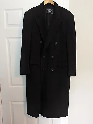 Burberry London  Mens Wool Double Breasted Black Over Coat Size 48 Read • $190