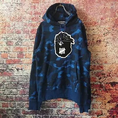 A BATHING APE UNDEFEATED Hoodie Pullover Blue MILO Camo Men's M Rare From Japan • $823.70