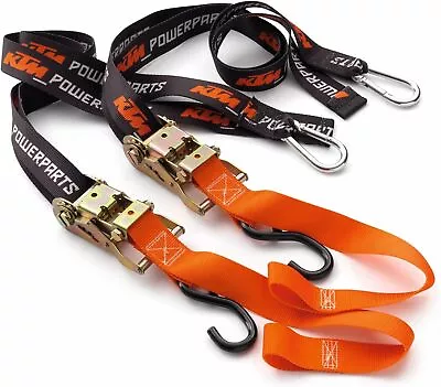 Premium KTM Soft Tie Downs With Ratchet And Clip Hooks (2 Orange Black  • $62.65