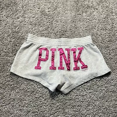 Victoria Secret PINK 86 Logo Pink Distressed Booty Shorts Vintage Y2k Spellout • $26.95