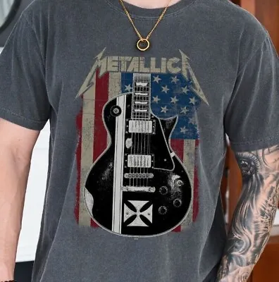 Metallica USA Flag T-Shirt James Hetfield Guitar Legend Comfort Colors 1717 Tee • $24.95