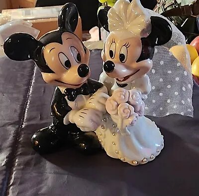 Mickey &Minnie Mouse Disney Bride Groom Wedding Cake Topper Figurine Porcelain • $20.45