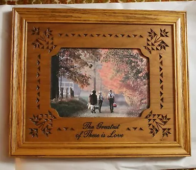 Amish Print In Carved Frame 10.25 X12.25 Engrave  The Greatest Of These Is Love  • $12.99