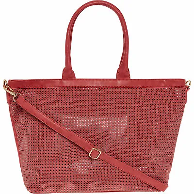 New Ladies L CREDI Pink Hue Red Perforated Tote Bag Crossbody Large Handbag £59 • £35