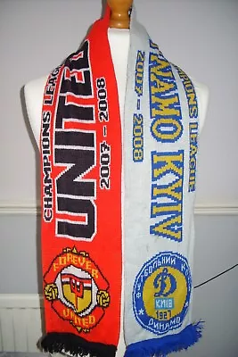 MANCHESTER UNITED V DYNAMO KYIV VINTAGE 2007 - 2008 CHAMPIONS LEAGUE SCARF • £6.99