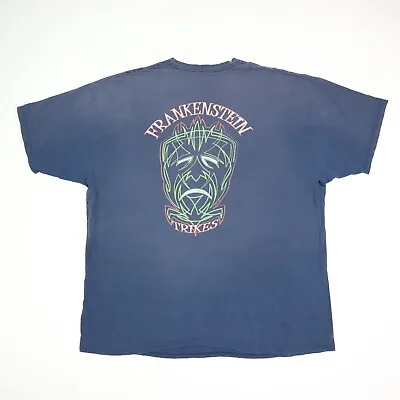 Thrashed Frankenstein Trikes Biker T-Shirt Sun Faded Blue Distressed XXL 2XL • $17.99