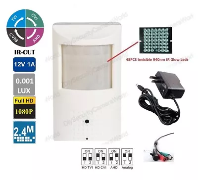 HD CVI 2.4MP Spy Motion Detector Camera 1080p HD 3.7mm IR LED Nightvision+ Power • $58.99