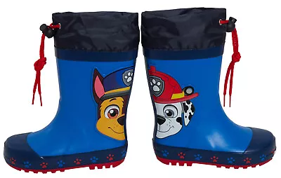 Boys Paw Patrol Tie Top Wellington Boots Kids Chase Marshall Wellies Rain Shoes  • £18.95