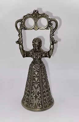 Vintage Silverplate Wedding Bell Woman Holding Rings. • $12.99