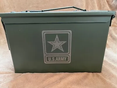 Custom US ARMY 50 Cal Steel M2A1 Ammo Can W/ Lock & Cedar Box Lining For Cigars • $69.99