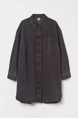 BNWT Brand New And Unworn Oversized Denim Shirt Dress Denim Black Size M By H&M • £24.99